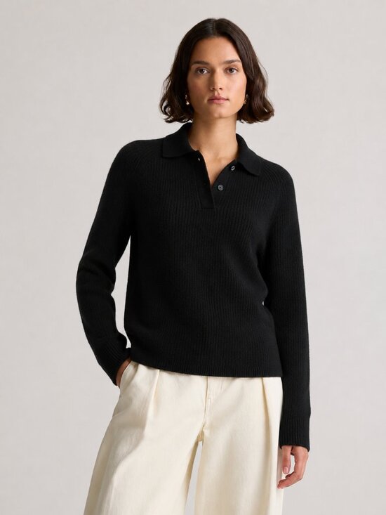 Oscar de la Renta Sweaters - Oscar de la Renta Black Buttoned Knit Sweater Long Sleeves